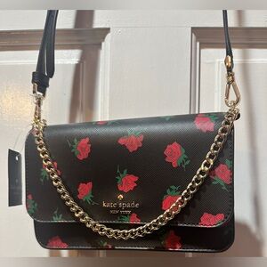 Kate Spade Black and Red Floral Crossbody Bag